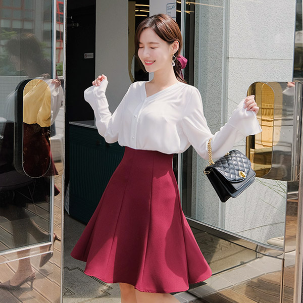 sk3700 매력적인 6가지컬러 미디기장 플레어스커트 skirt