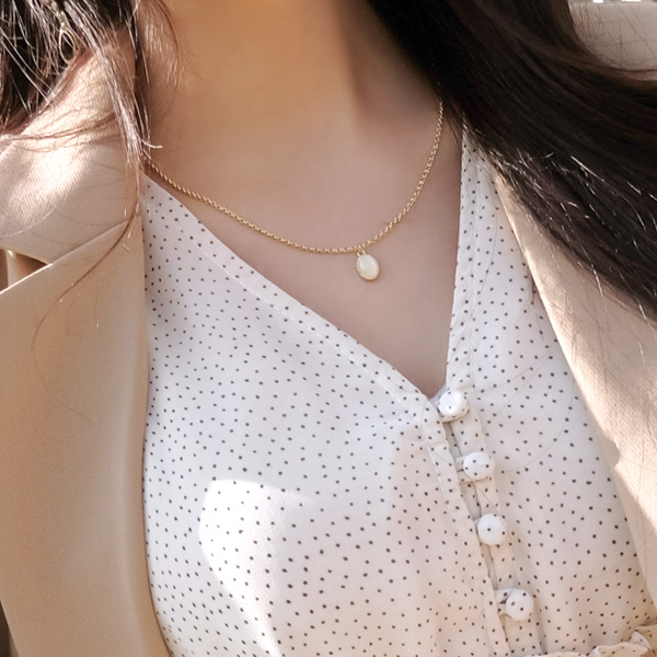 ac4162 엣지있는 골드 포인트의 원석 네크리스 necklace