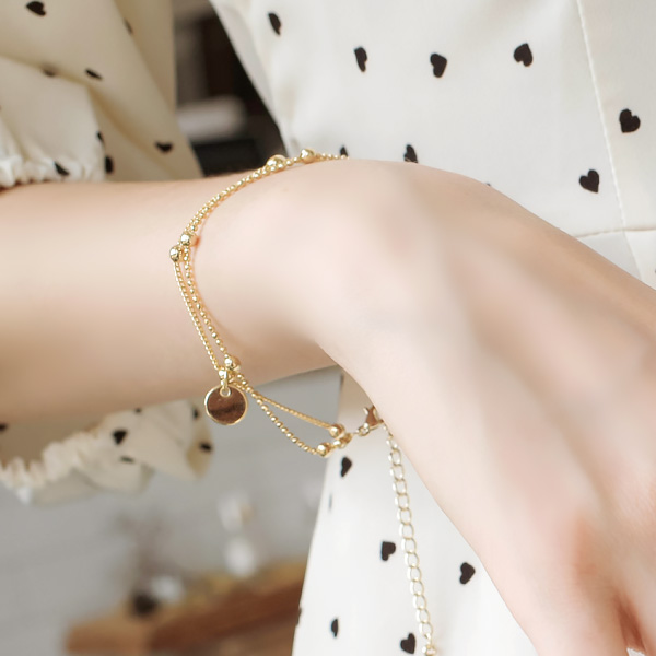 ac4169 마치 레이어드 한듯 멋스러운 골드 팬던트 볼 장식의 브레이슬릿 bracelet