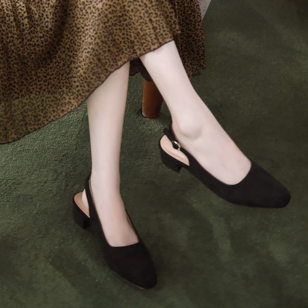 sh1636 10가지 컬러구성으로 완성된 스웨이드 슬링백 미들힐 shoes