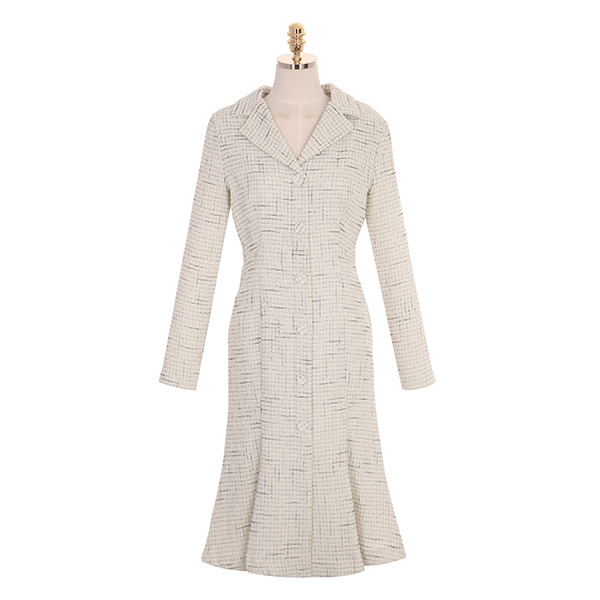 op7732 단아한 트위드 패브릭 단추 포인트의 코트형 원피스 dress