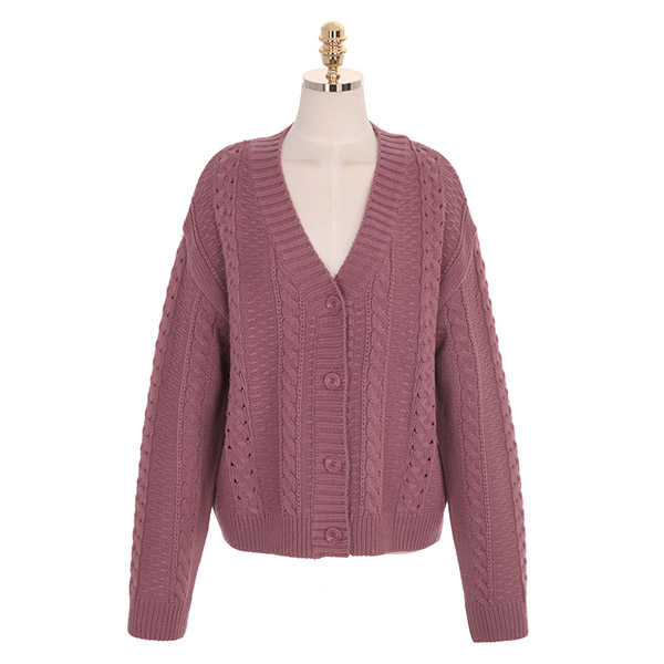 cd1172 파스텔 컬러가 매력적인 꽈배기 패턴의 V넥 루즈핏 가디건 cardigan