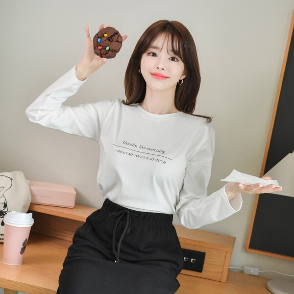 ts1802 감각적인 레터링 장식의 쫀득 데일리 티셔츠 tee