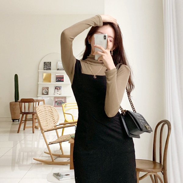 ts1805 보들보들 텐셀 소재감의 슬림핏 잔골지 시스루 폴라티 tee