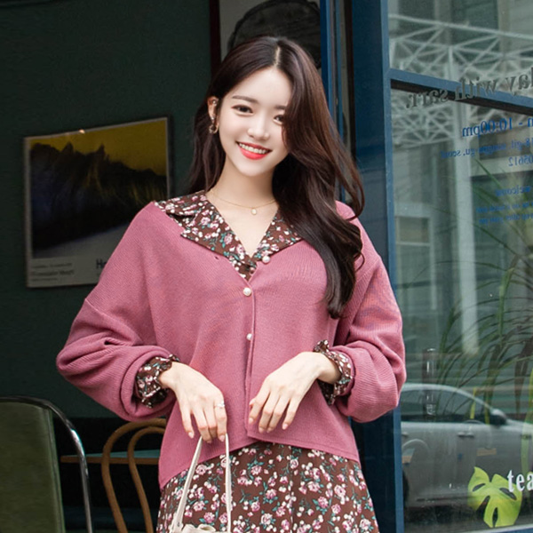 cd1177 루즈핏으로 여리하게 완성된 데일리 V넥 진주버튼 가디건 cardigan