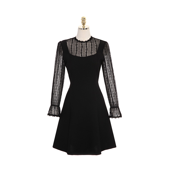 op7780 앤틱한 프리미엄 레이스 배색 디자인의 프린세스 A라인 플레어 원피스 dress