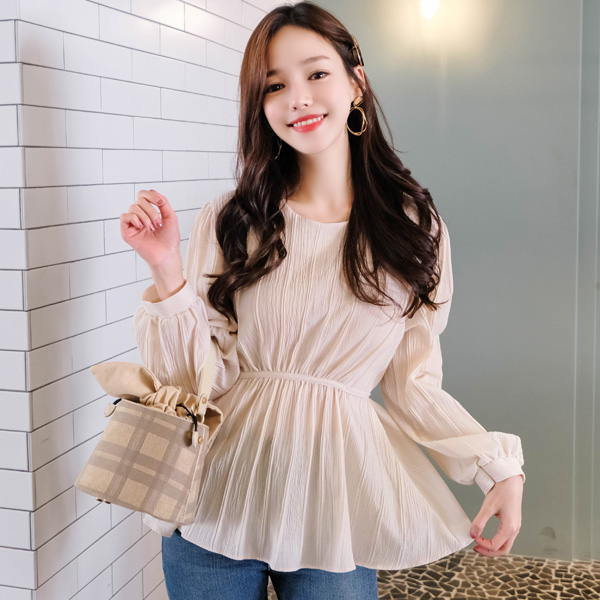 bs4704 사랑스러운 스트라이프 코튼워싱 패브릭의 페블럼 블라우스 blouse