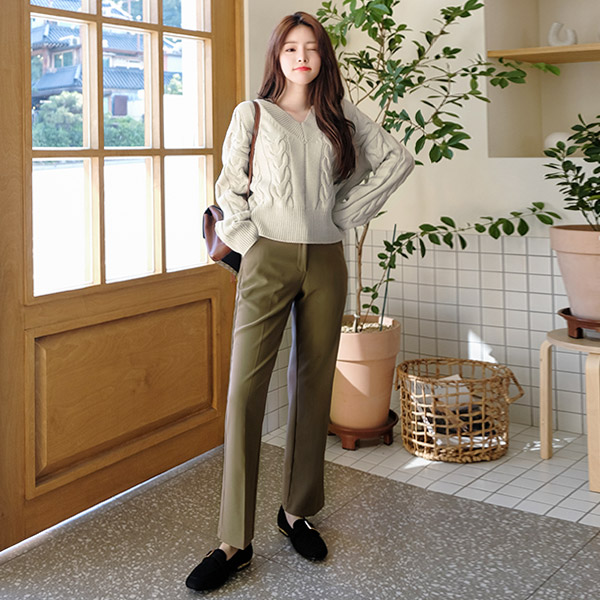 ps1925 편안한 신축성의 베이직 캐주얼 스트레이트 슬랙스 팬츠 pants