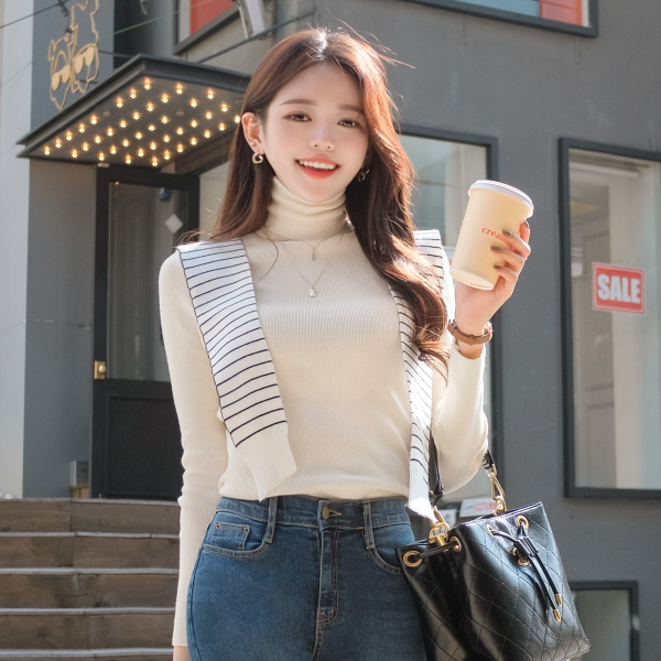 ts1831 탄탄하고 부드러운 원단의 데일리 폴라넥 니트티셔츠 tee