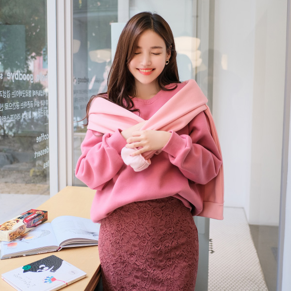 ts1833 18가지 컬러구성의 따뜻한 기모안감의 무지 맨투맨 tee