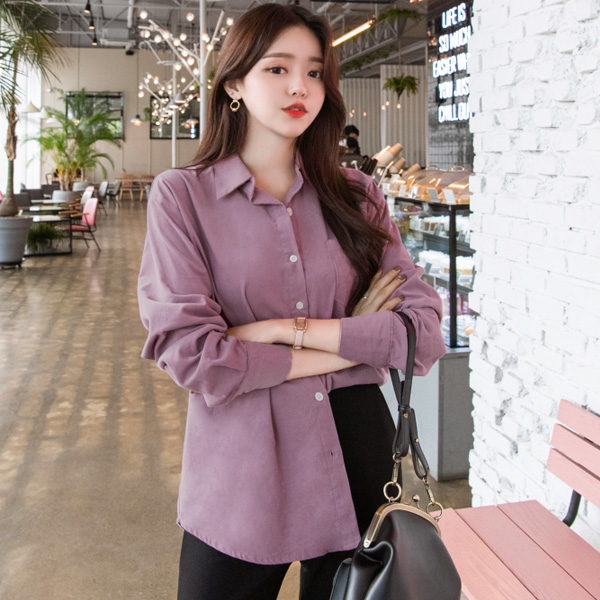 bs4738 도톰하고 부드러운 피치 코듀로이 터치감의 베이직 데일리 셔츠 blouse