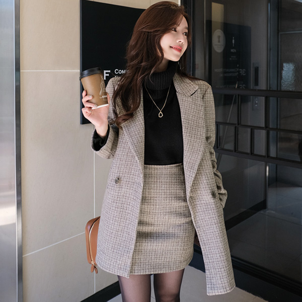 sk3783 포근하고 따뜻한 겨울소재의 은은한 체크패턴 미니스커트 skirt