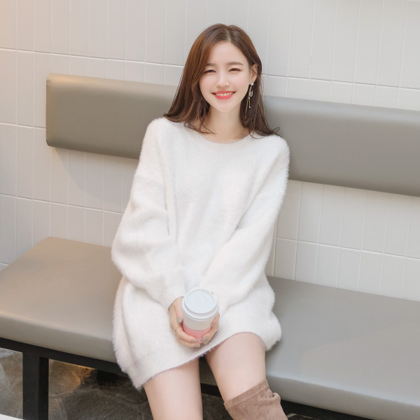 op7963 안아주고싶은 사랑스러운 루즈핏의 보드라운 앙고라촉감 미니원피스 dress