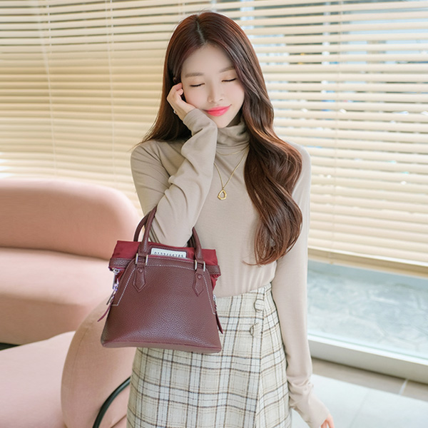 ts1838 따뜻함 가득한 기모안감의 하이 목폴라넥 슬림핏 티셔츠 tee