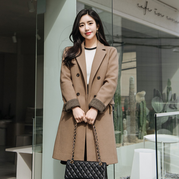 ct1057 테일러드 카라와 체크 롤업 그리고 키링 장식 포인트의 톡톡한 겨울 코트 coat