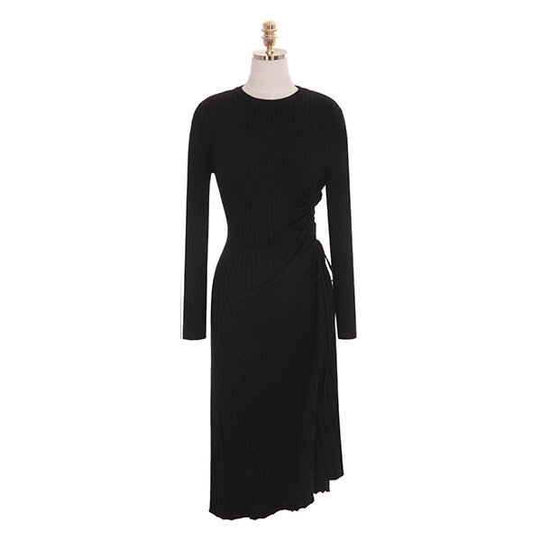 op8003 이지한 여신룩을 완성해 드릴 허리 셔링 포인트 골지 니트 롱 드레스 dress