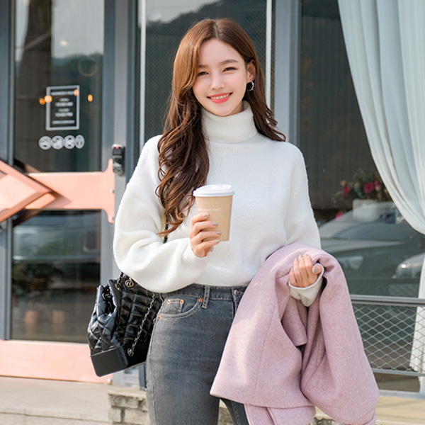 nt1935 따뜻한 보온성으로 제작된 깔끔한 베이직핏 폴라넥 니트티 knit