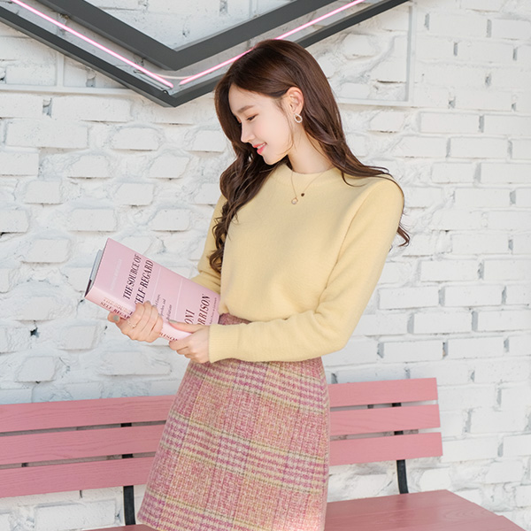 nt1938 스무디처럼 부드러운 감촉의 달콤컬러구성 라운드넥 베이직 니트티 knit