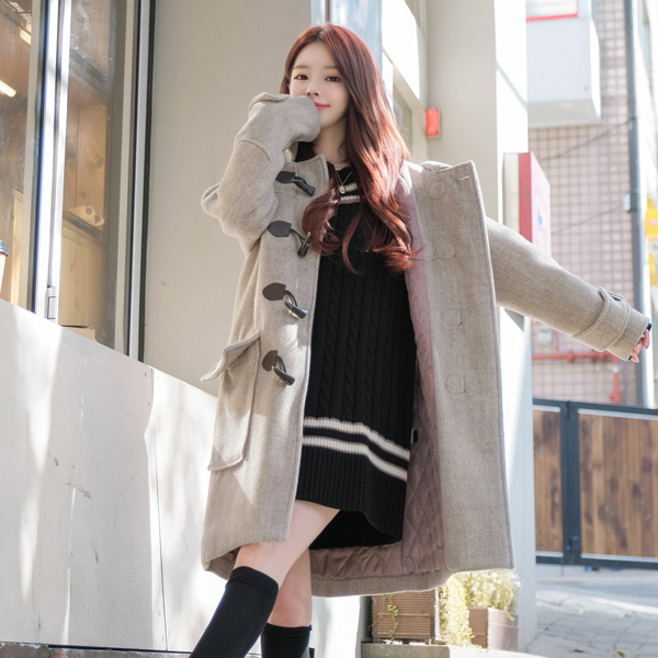 ct1073 2온스 누빔안감의 헤링본패브릭 후드디자인 떡볶이 울코트 coat