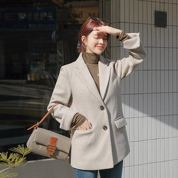 jk1040 포근함 가득한 2온스 패딩안감의 베이직라인 테일러드카라 울자켓 jacket