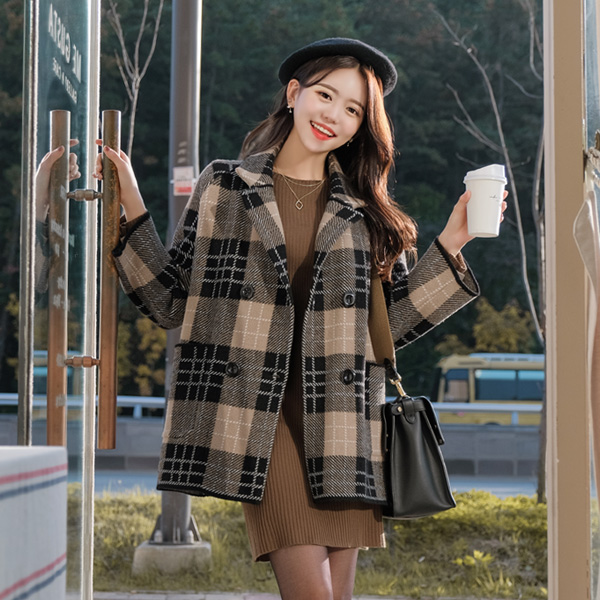 jk1042 스타일리쉬한 체크 패턴의 부드럽고 따뜻한 니트자켓 jacket