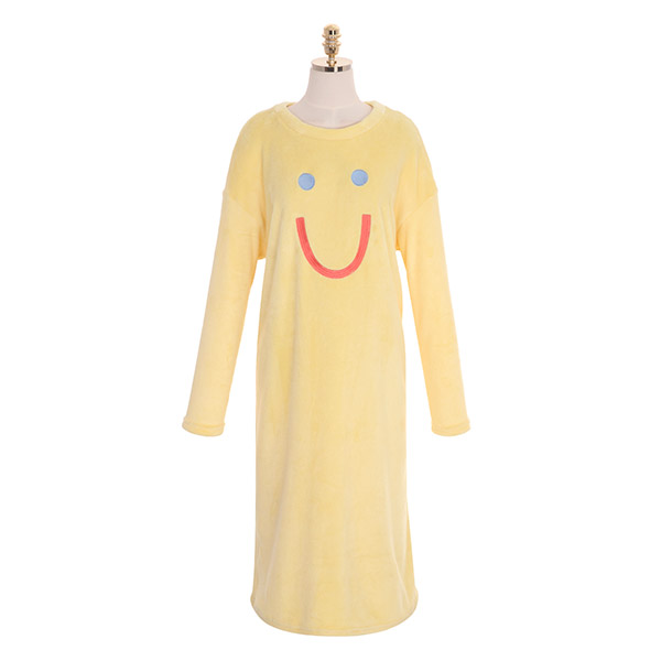 op8023 스마일 자수 포인트로 귀염뽀짝한 롱 원피스 수면 잠옷 파자마 dress