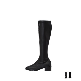 내츄럴한 사각코 디자인과 부드러운 속 기모 안감의 스판 롱 부츠 shoes 벚꽃룩