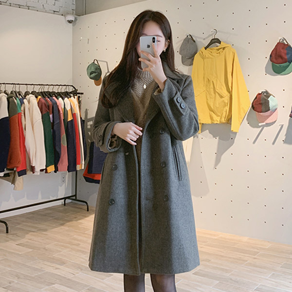 ct1079 따뜻함 가득한 와이드한 카라디테일의 패딩안감 소매비조 더블코트 coat
