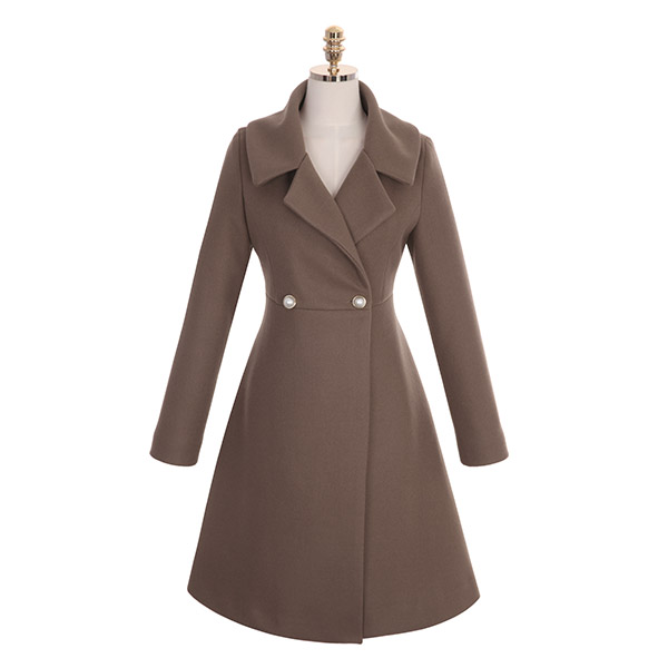ct1065 와이드한 카라 디테일의 진주 장식 포인트 A라인 롱코트 coat