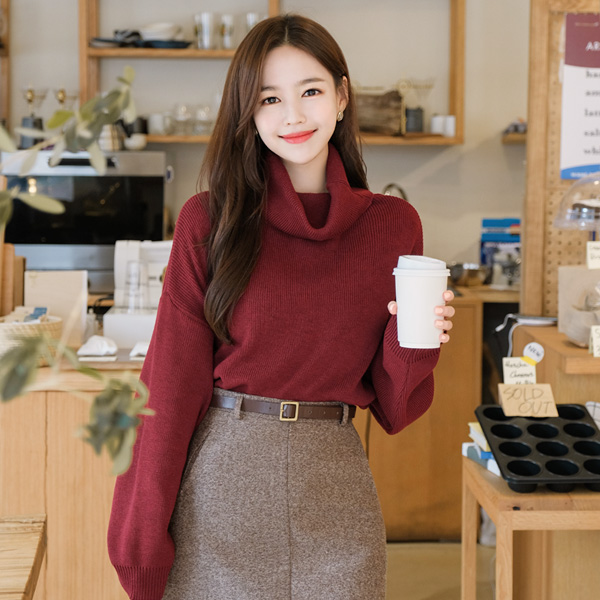 nt1955 부드러운 감촉의 사랑스런 아방핏 내츄럴 터틀넥니트 knit