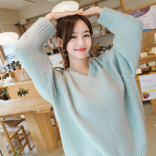 nt1956 달콤한 파스텔컬러의 여리여리 V넥 루즈핏 데일리니트 knit