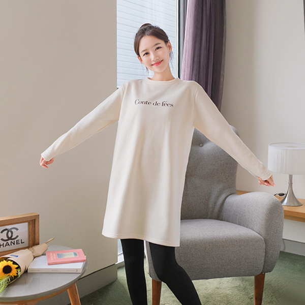 op8104 포근하게 감싸주는 기모안감의 내츄럴무드 레터링 미니원피스 dress