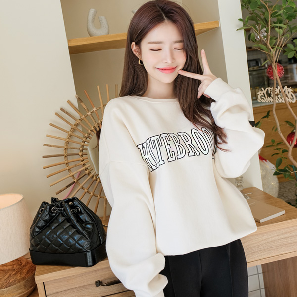 ts1868 포근한 양기모안감의 영문레터링 포인트 루즈핏 맨투맨 tee