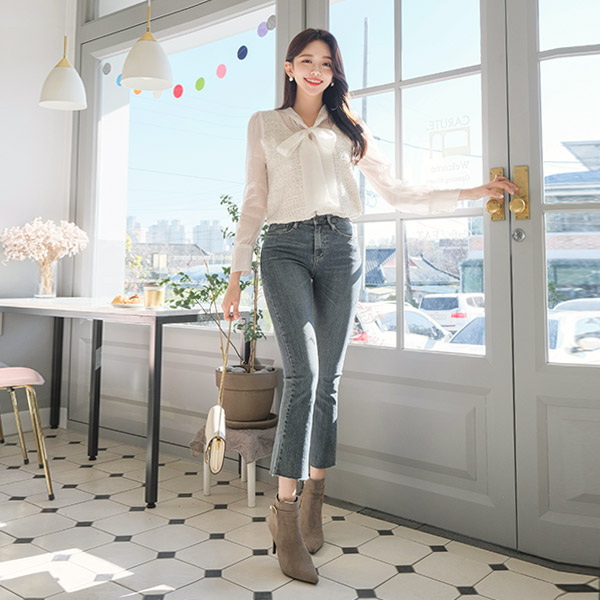 ps1982 컬러도 핏감도 완벽하게 예쁜 패셔너블 세미부츠컷 기모 데님 팬츠 pants