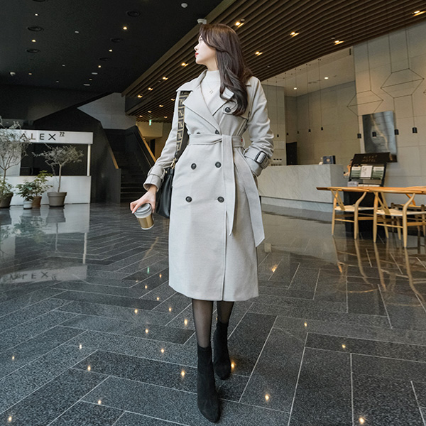 ct1101 베스트 클래식 디자인으로 완성된 더블버튼 벨티드 여신 트렌치 울코트 coat