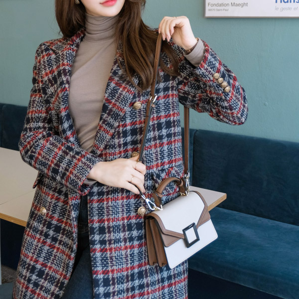 bg932 사각 버클 장식이 멋스러운 컬러 콤비 배색의 스퀘어 미니 토드, 숄더백 bag