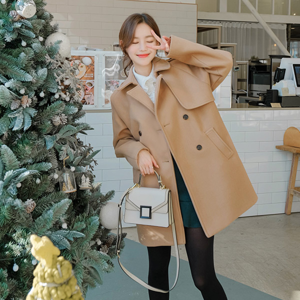 ct1105 베이직한 루즈핏 디자인의 누빔안감 울소재 데일리 더블코트 coat