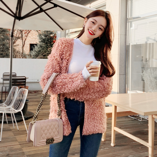 cd1241 마치 귀여운 푸들 같이 몽글몽글 러블리한 뽀글이 숄 가디건 cardigan