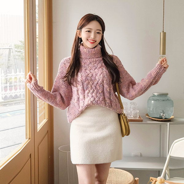 sk3864 부드러운 페이크 밍크소재의 쫀쫀밴딩 미니스커트 skirt