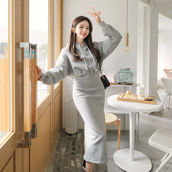 op8215 기모추가 매일 입고 싶은 꾸안꾸 캐쥬얼무드 후드 롱원피스 dress