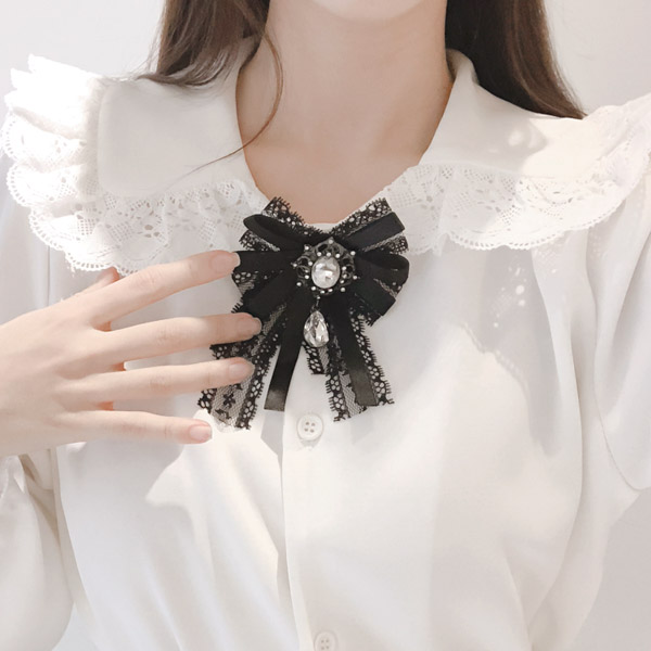 ac4304 특별하게 레이스업 하기 좋은 로맨틱 큐빅 리본 브로치 brooch