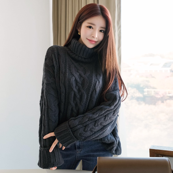 nt2003 백화점퀄리티의 울함유량의 꽈배기패턴 포인트 터틀넥니트 knit