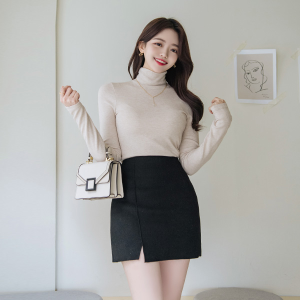 nt2018 유연하고 소프트한 텍스쳐로 제작된 데일리 목폴라 니트탑 knit