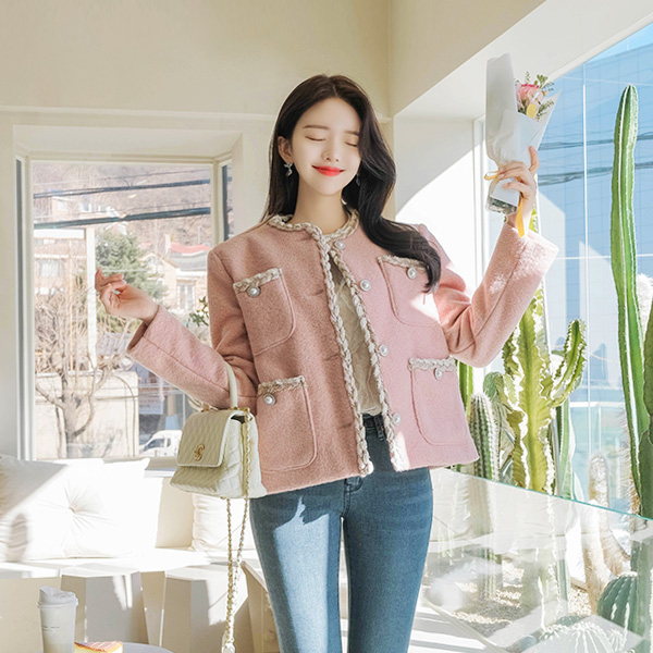 jk1086 고급스러운 무드의 골드버튼 장식과 샤이닝한 펄 포인트의 따뜻한 누빔안감 울 자켓 jacket