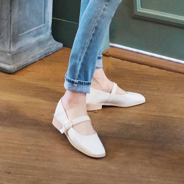sh1751 골드 버클과 배색 밑창이 포인트인 사각코 메리제인 슈즈 shoes