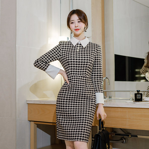 op8411 트위드 감성이 물씬나는 H라인 미니 원피스 dress