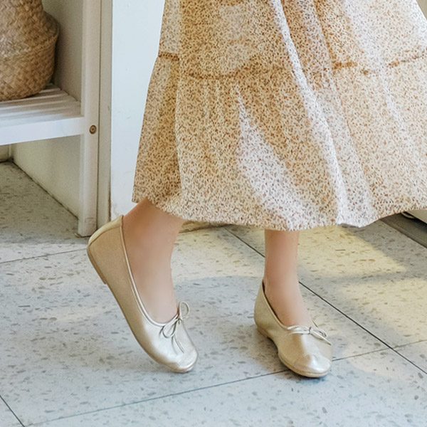 sh1749 다채로운 컬러 구성과 리본 포인트의 둥근코 플랫 슈즈 shoes
