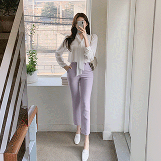 화사한 파스텔톤 컬러로 산뜻하게 입기 좋은 데일리 일자핏 슬랙스 slacks