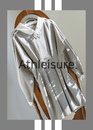 op8569 소매 세줄과 허리 핀턱장식으로 예쁜 볼륨감을 완성해주는 후드배색 A라인 미니원피스 dress