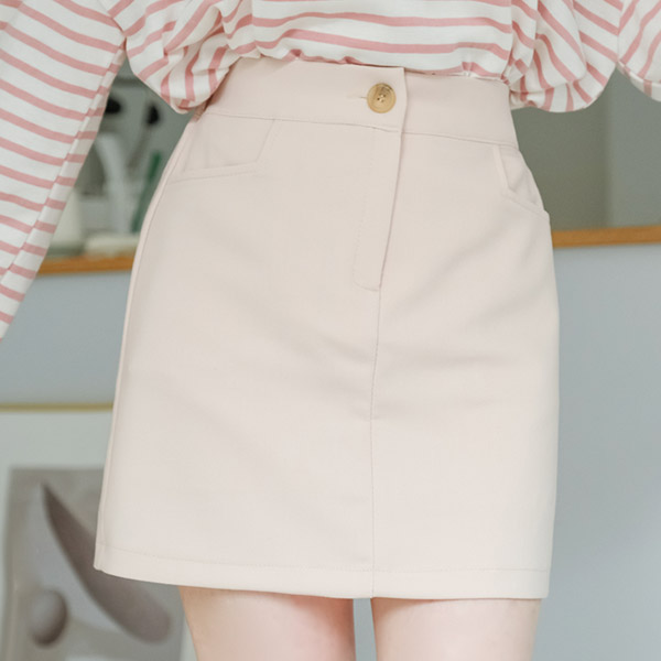 sk3959 허리 밴딩으로 편안한 착용감을 선사하는 소프트한 컬러감의 H라인 미니 스커트 skirt